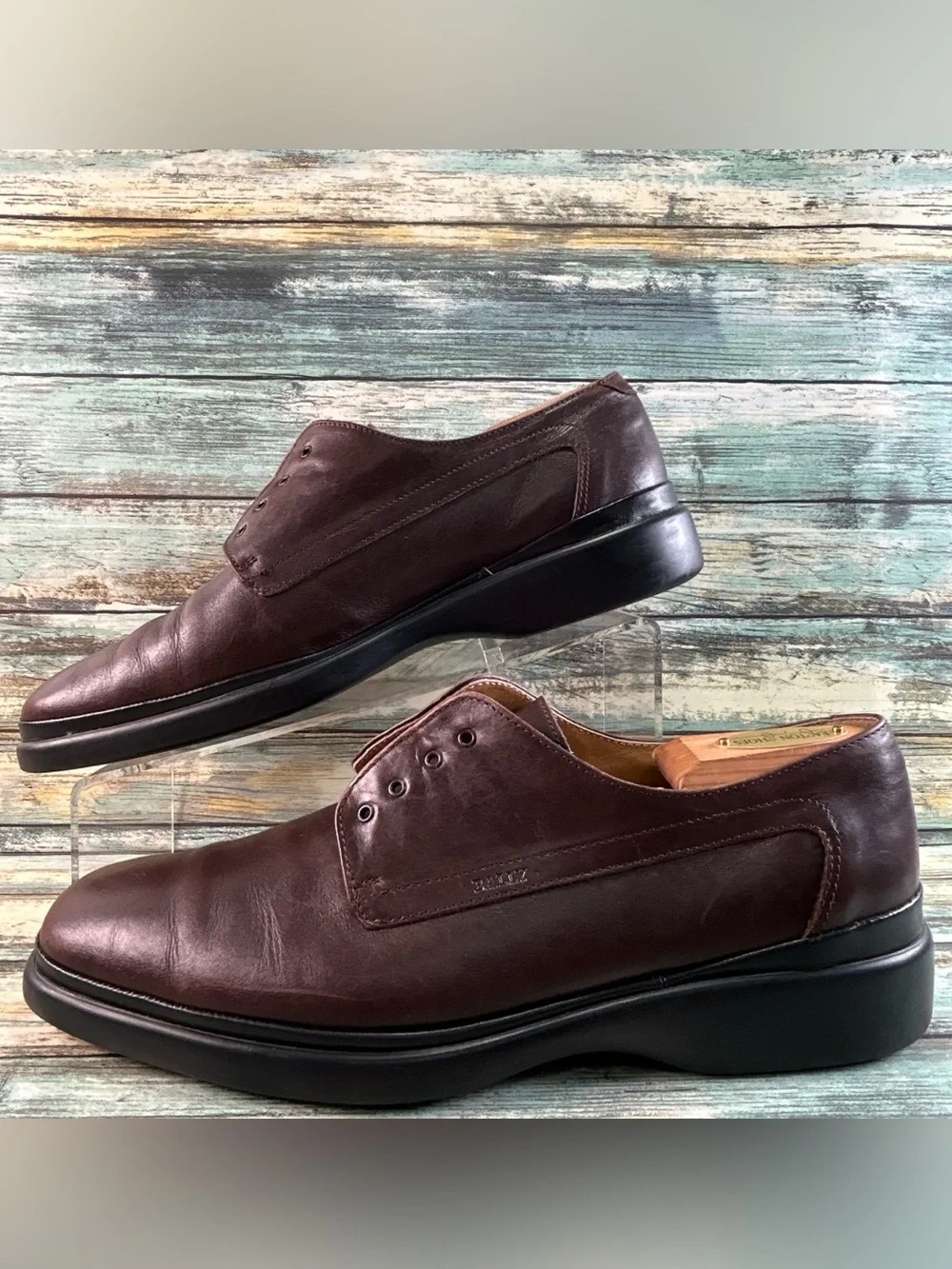 Bally Romedo Oxford Shoes Mens Size 10.5D Soft Brown Leather Italy Made Dress